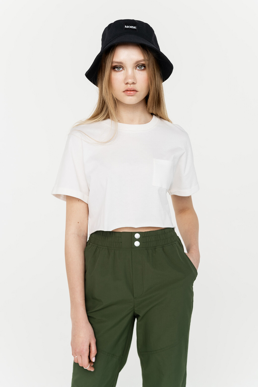 футболка укороченная хлопковая с необработанным нижним краем - цвет белый - 1