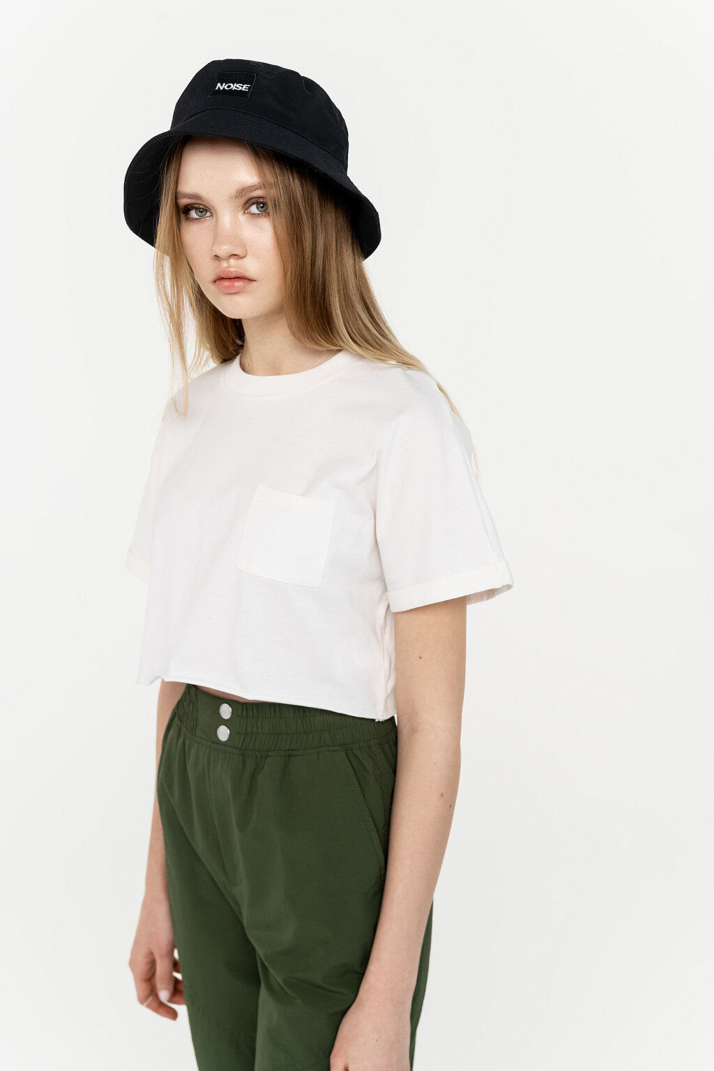 футболка укороченная хлопковая с необработанным нижним краем - цвет белый - 3