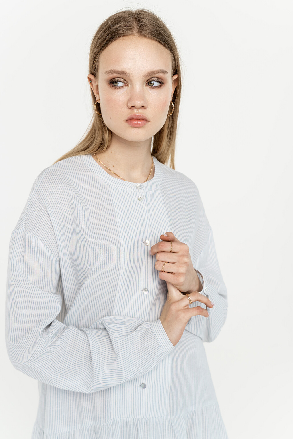 платье-рубашка ярусное в полоску - цвет мультиколор - 4