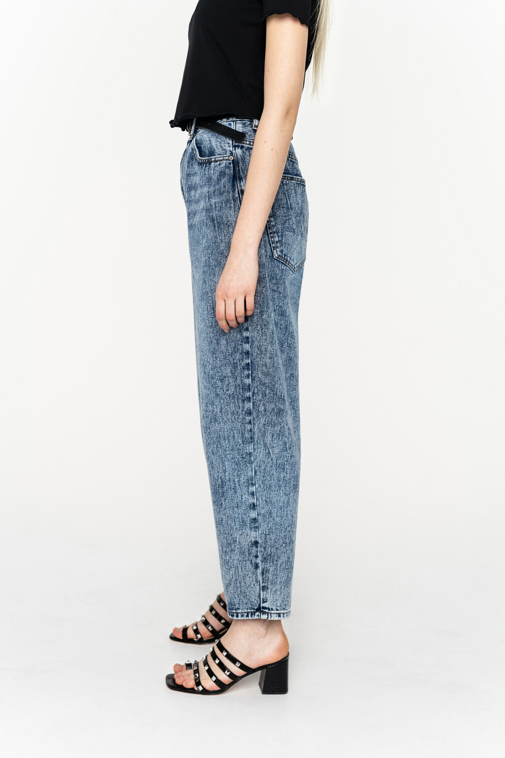 джинсы-бананы широкие с высокой посадкой - цвет голубой - 2