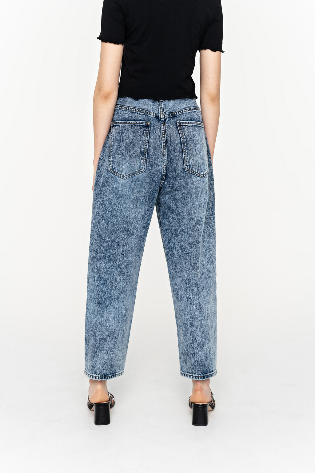 джинсы-бананы широкие с высокой посадкой - цвет голубой - 3