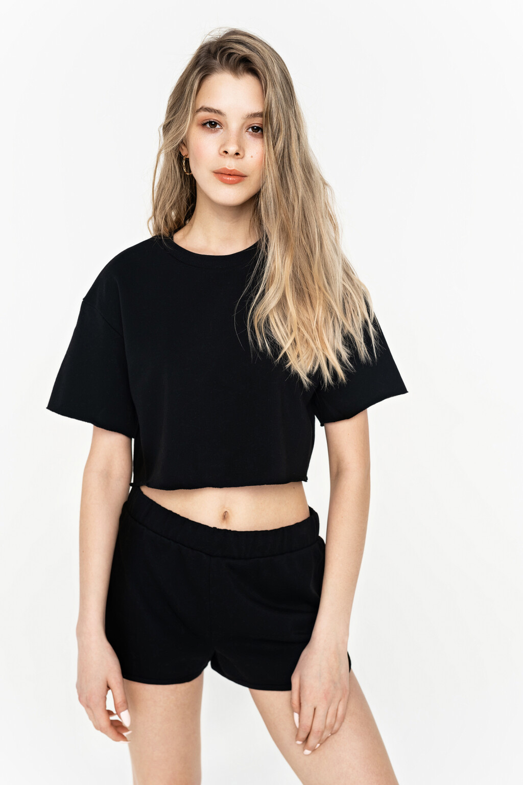 шорты хлопковые спортивные на резинке - цвет черный - 3