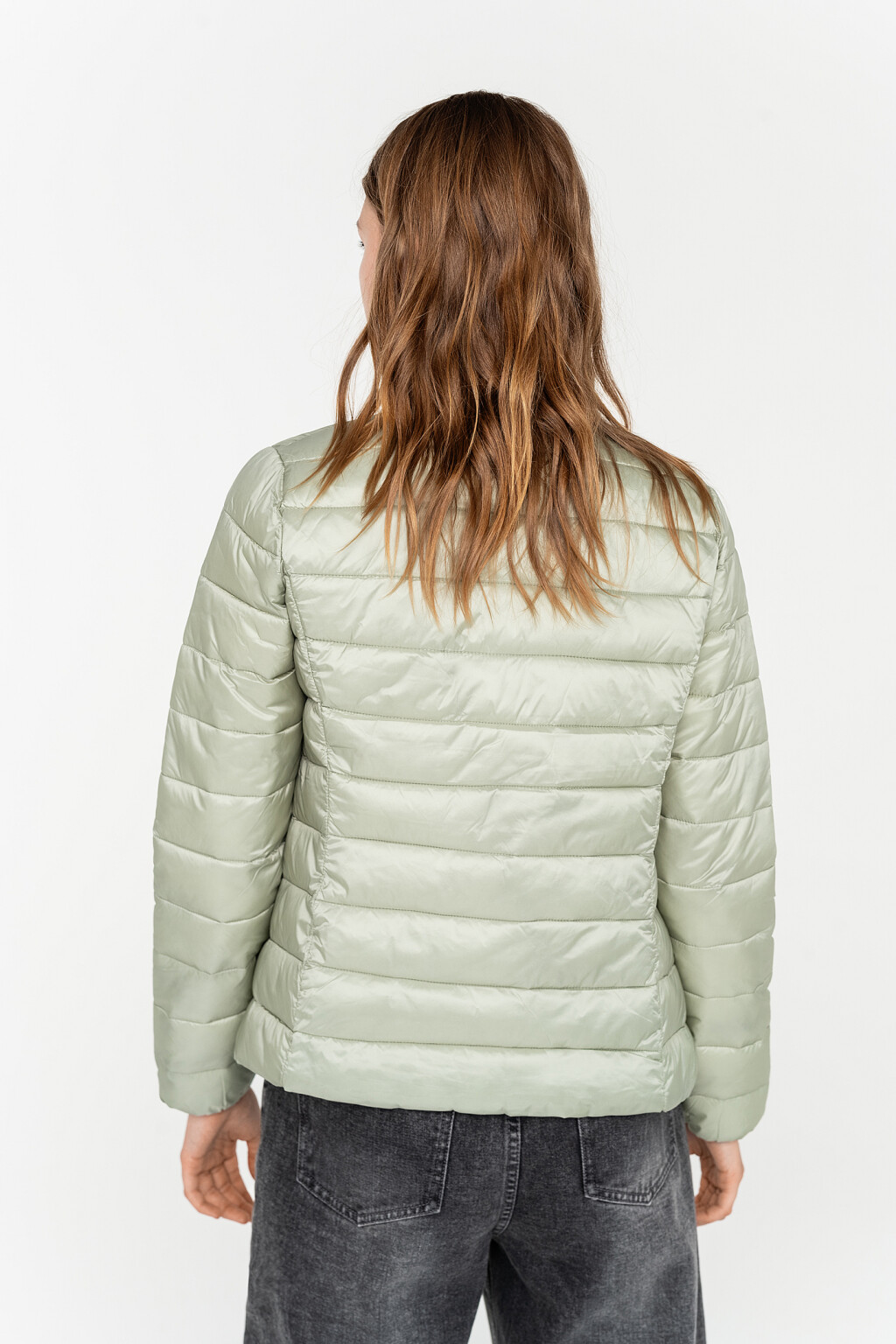 куртка стеганая с воротником на кнопке и застежкой на молнию - цвет зеленый - 5