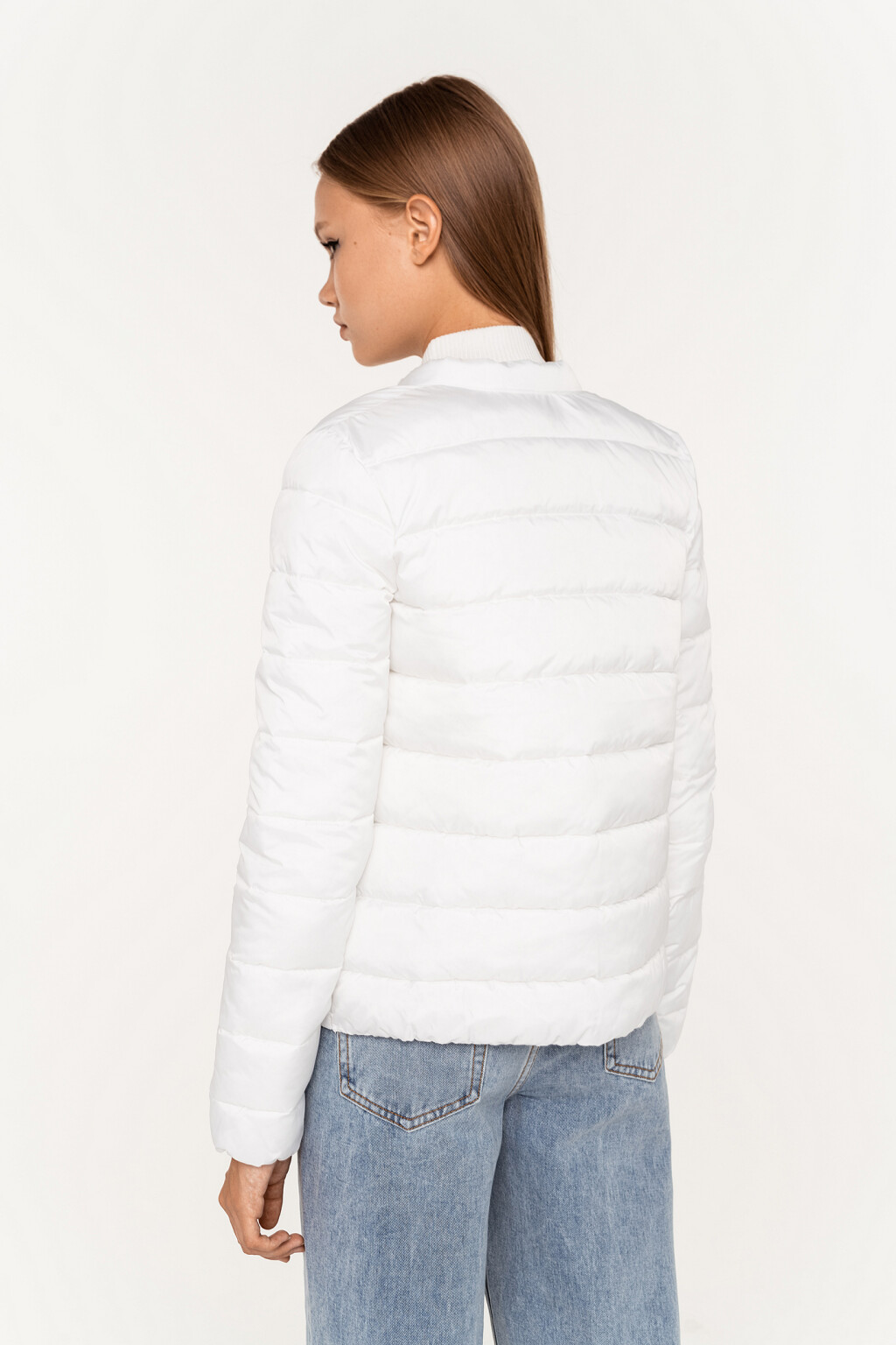 куртка стеганая с воротником на кнопке и застежкой на молнию - цвет белый - 4