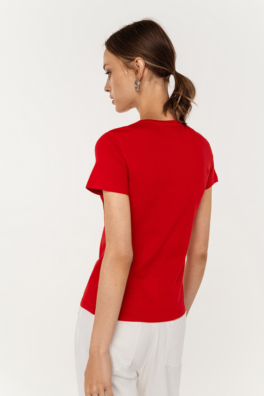 футболка базовая приталенная из хлопка - цвет красный - 4