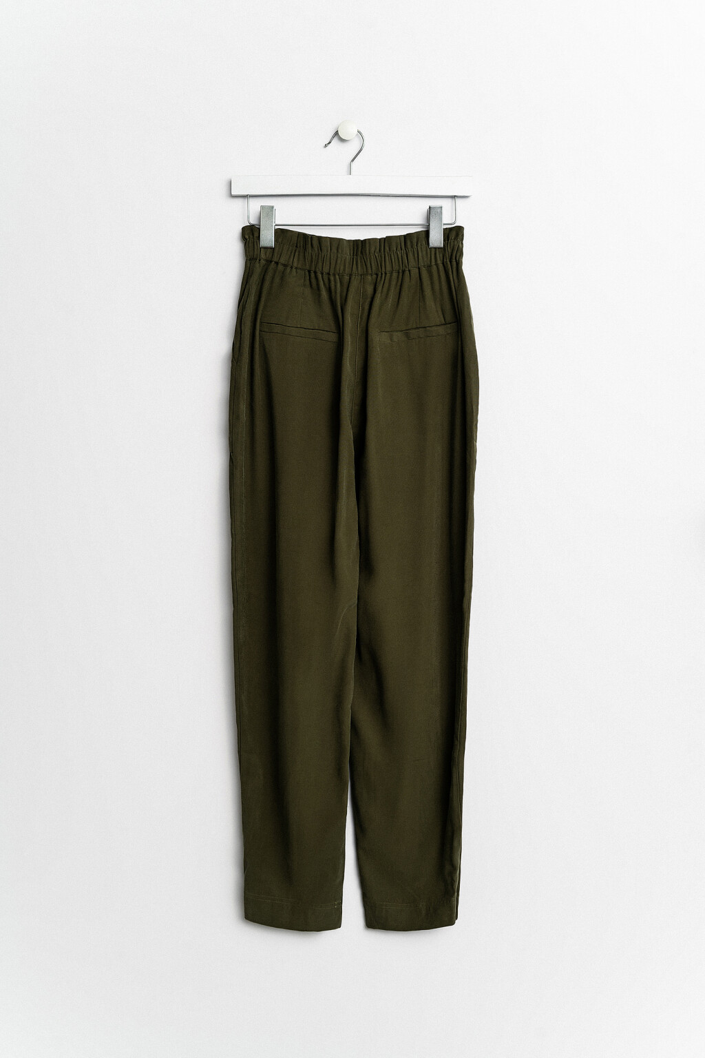 брюки широкие с резинкой на поясе - цвет зеленый - 2