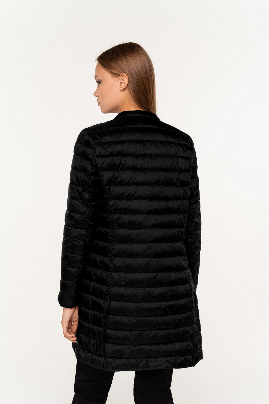 пальто стеганое утепленное на кнопках - цвет черный - 4