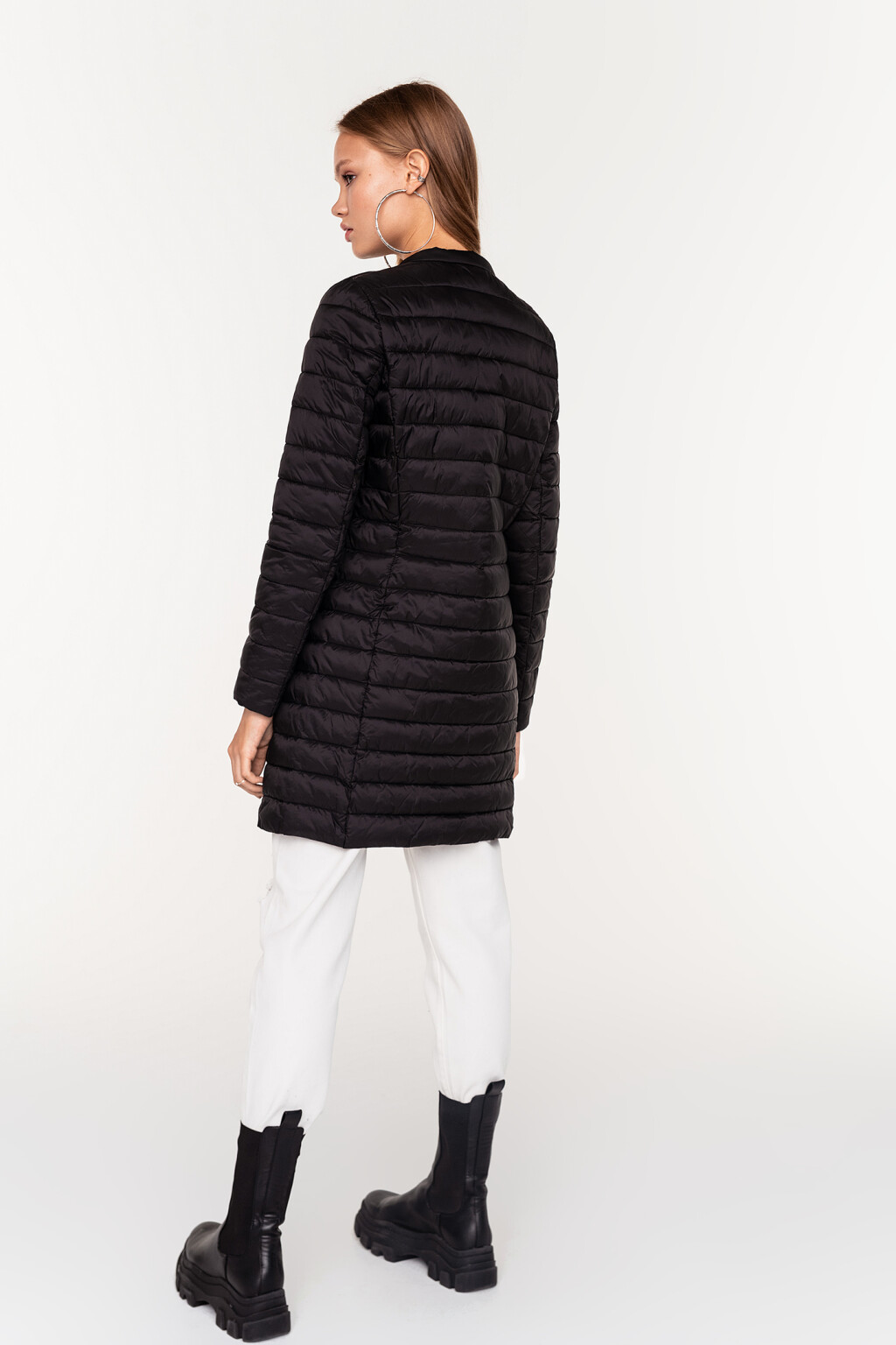 пальто стеганое утепленное на кнопках - цвет черный - 5