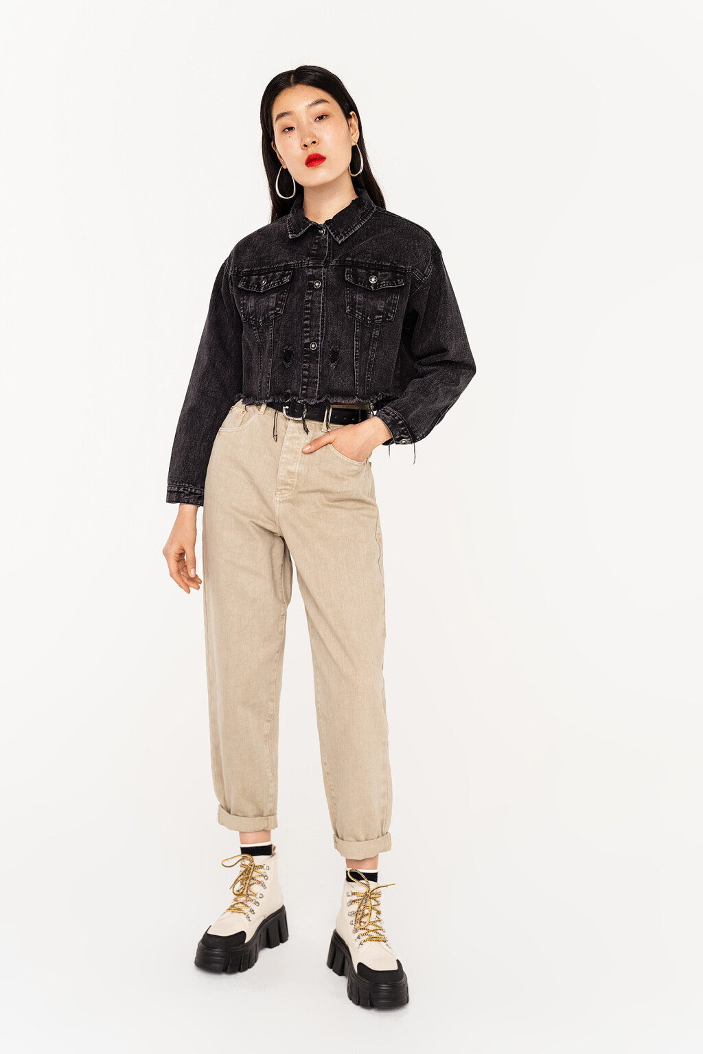 брюки джинсовые женские - цвет бежевый - 2