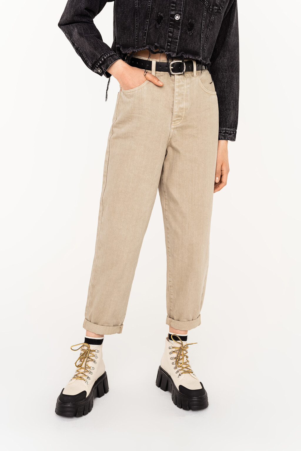 брюки джинсовые женские - цвет бежевый - 3