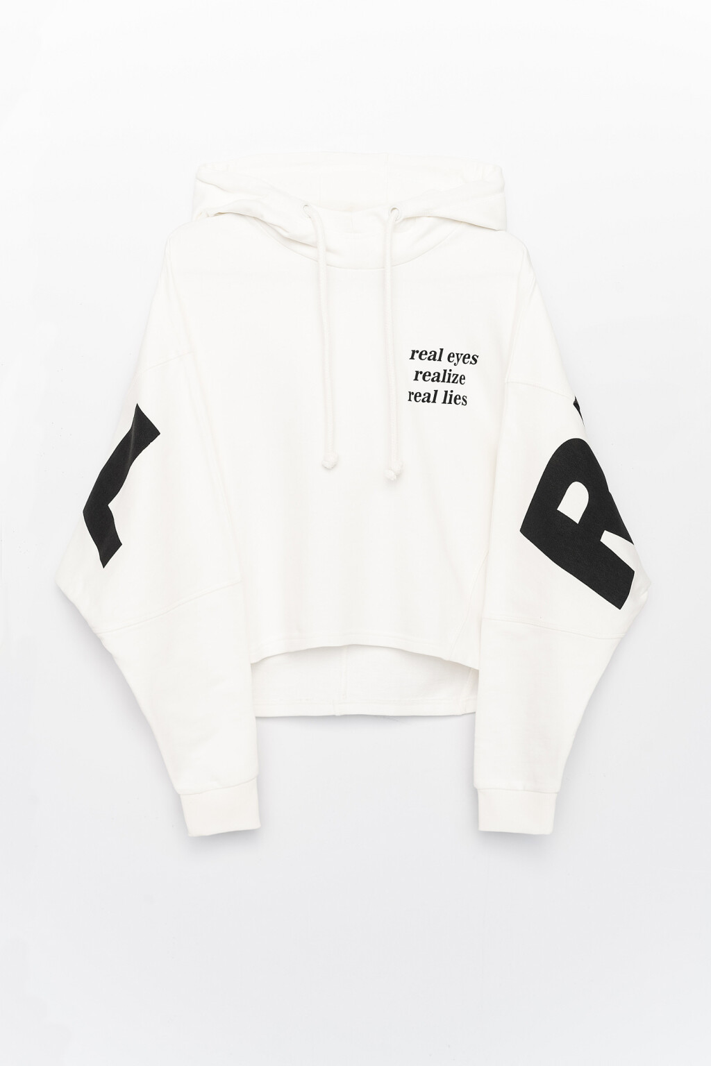 худи укороченная oversize с начесом - цвет белый - 1