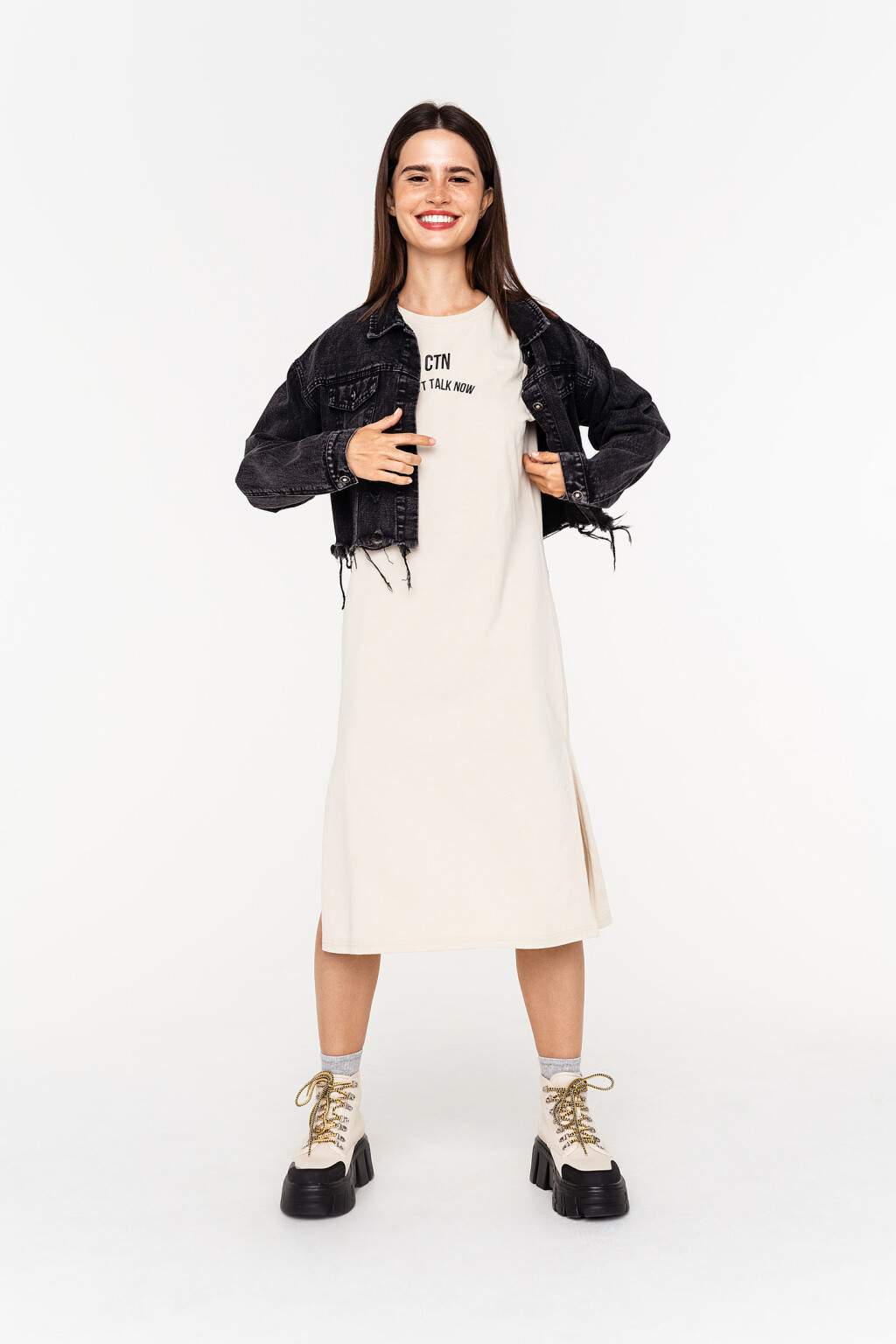 платье - цвет бежевый - 1