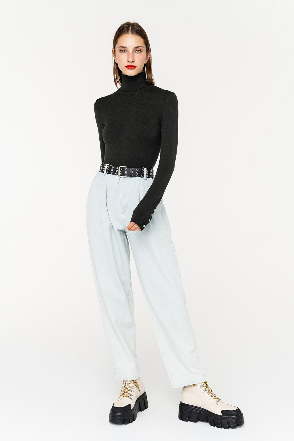 водолазка облегающая с пуговицами на манжетах - цвет зеленый - 2