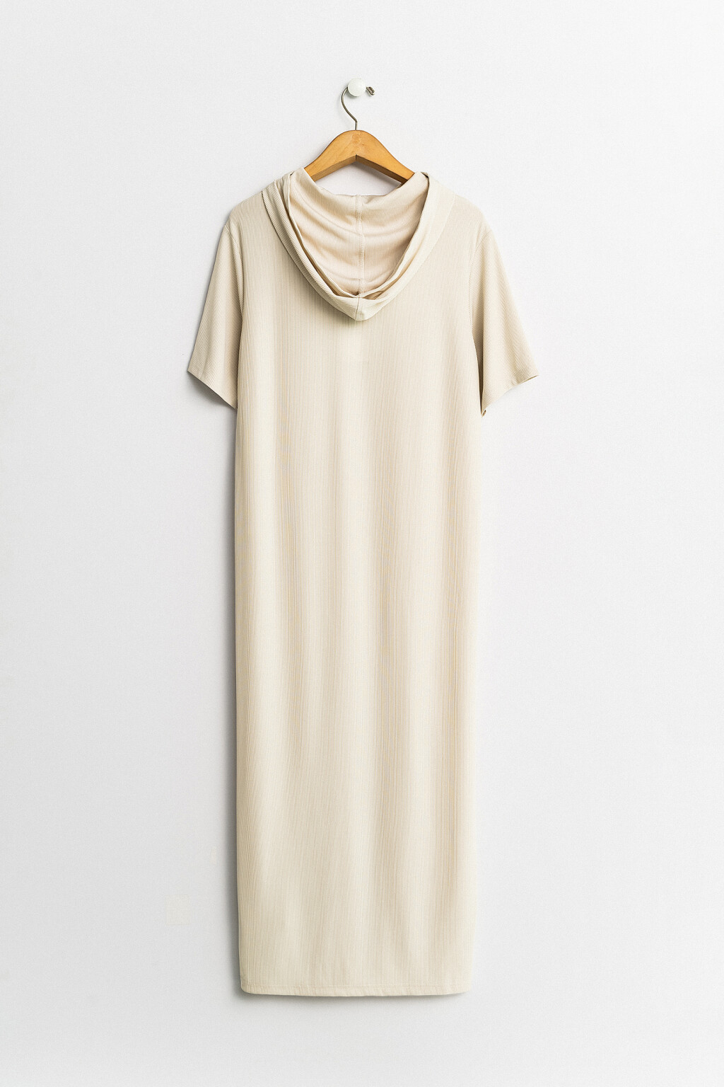 платье-худи трикотажное в мелкий рубчик - цвет бежевый - 2