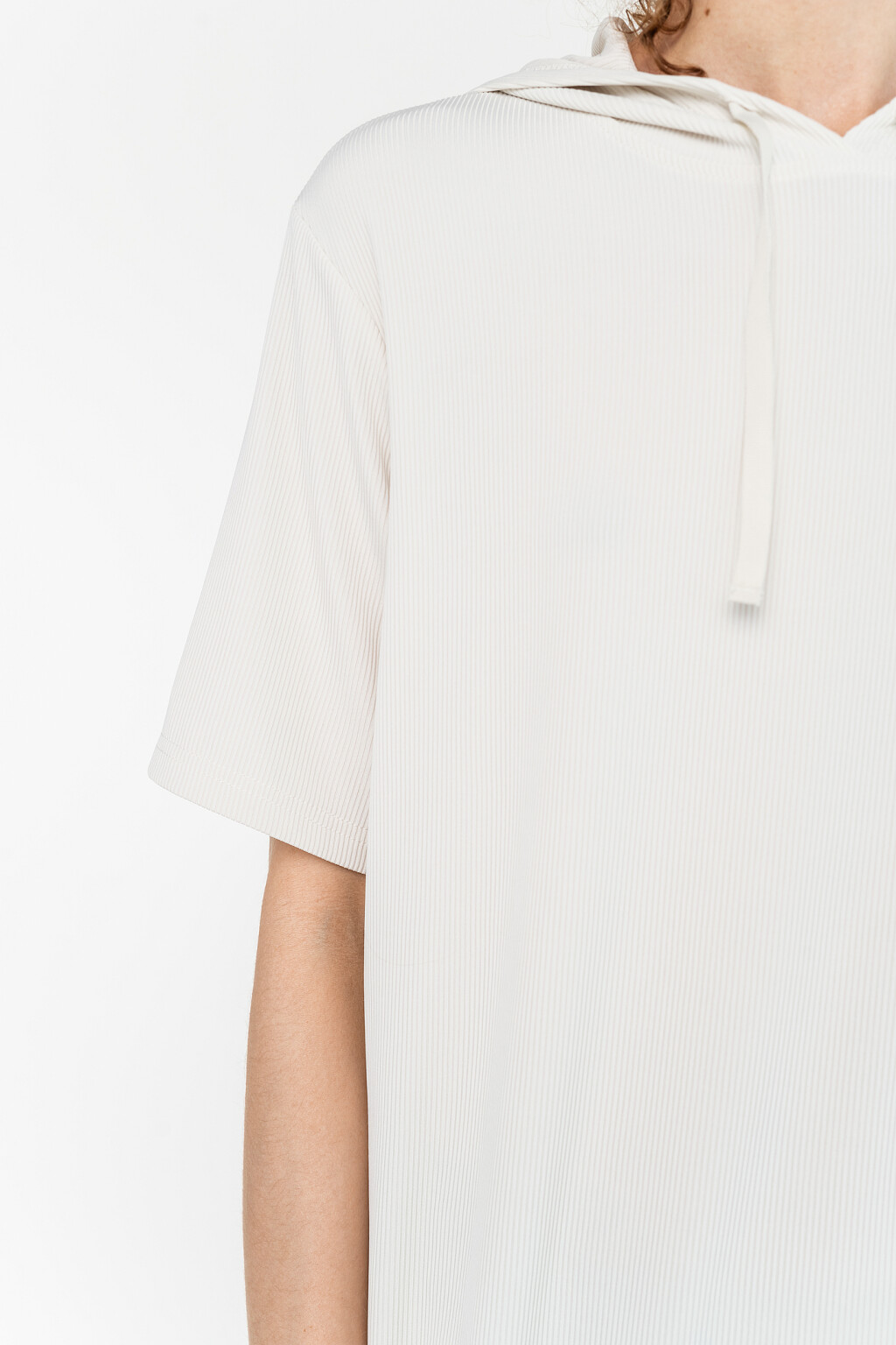 платье-худи трикотажное в мелкий рубчик - цвет бежевый - 4