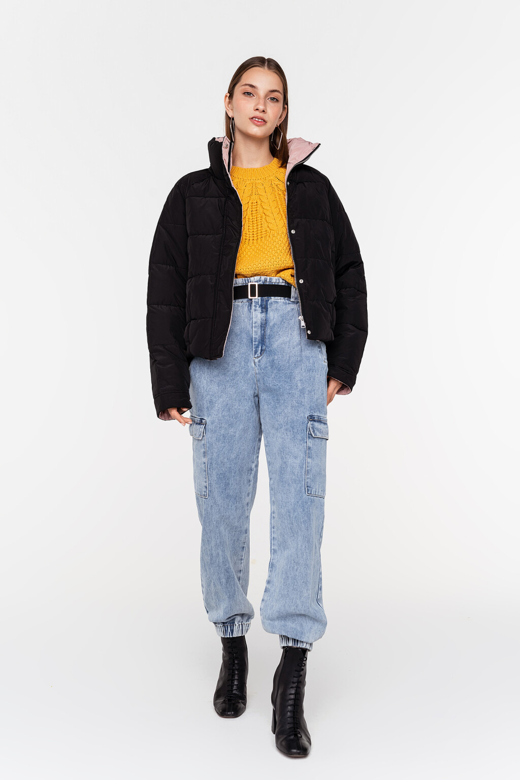 куртка стеганая утепленная с контрастной подкладкой - цвет черный - 2