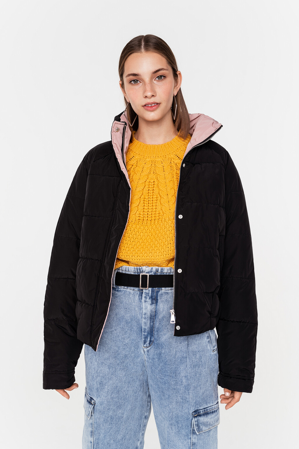 куртка стеганая утепленная с контрастной подкладкой - цвет черный - 3