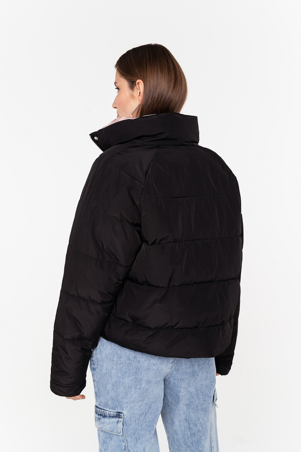 куртка стеганая утепленная с контрастной подкладкой - цвет черный - 4