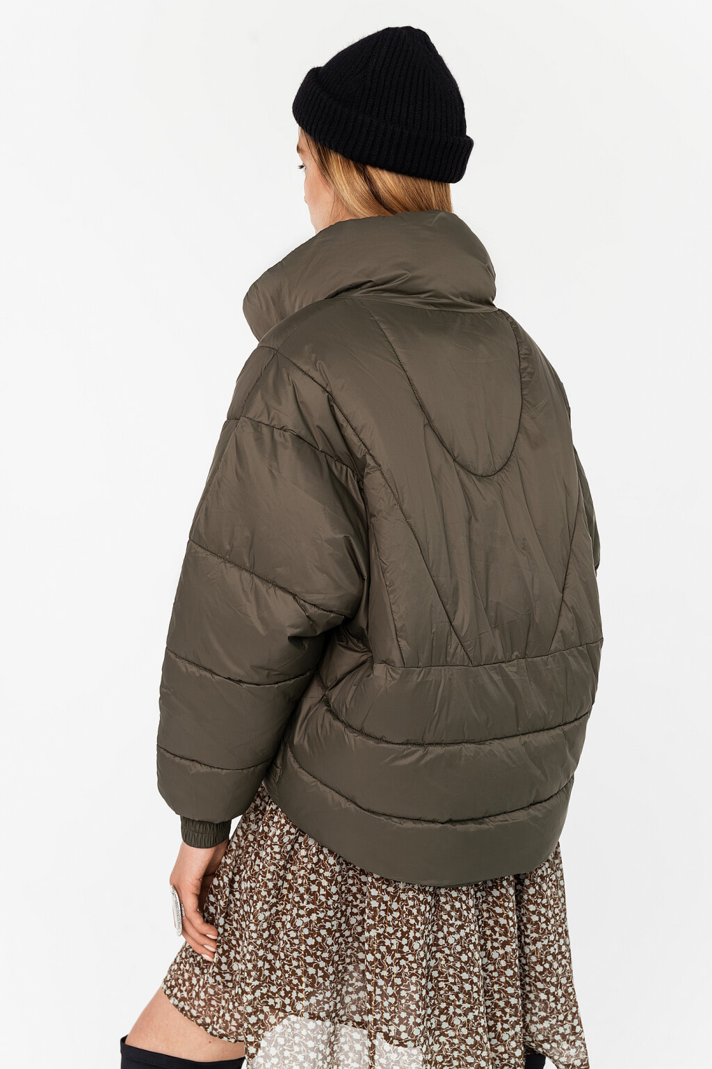 куртка стеганая утепленная с высоким воротом - цвет зеленый - 5