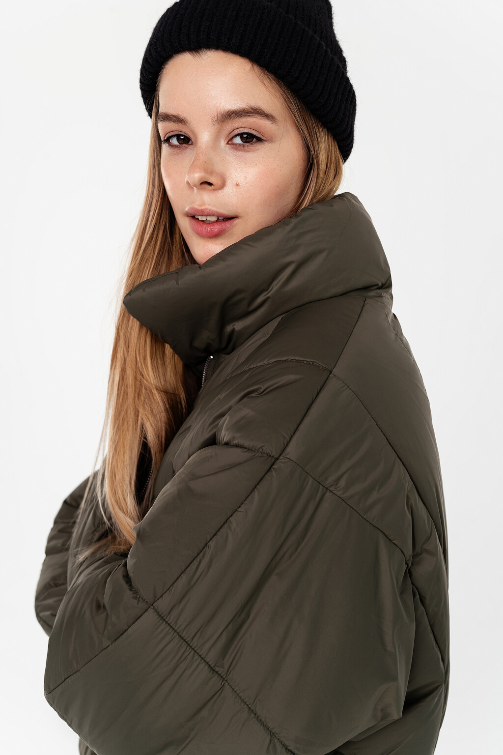 куртка стеганая утепленная с высоким воротом - цвет зеленый - 6