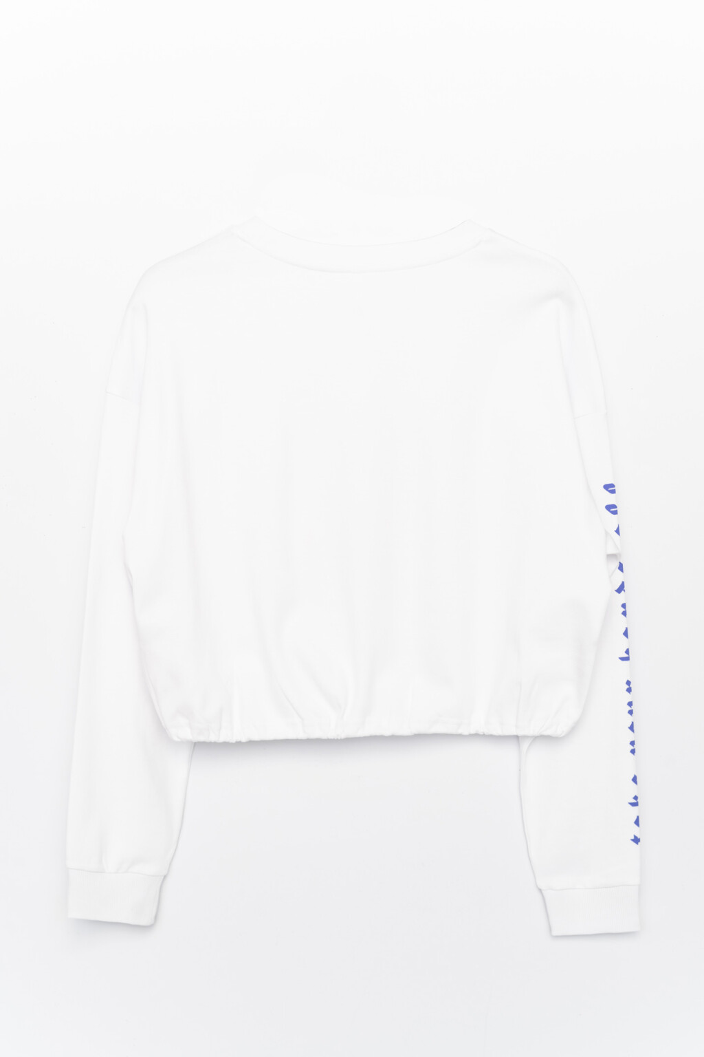 свитшот укороченный с надписью на груди - цвет белый - 2