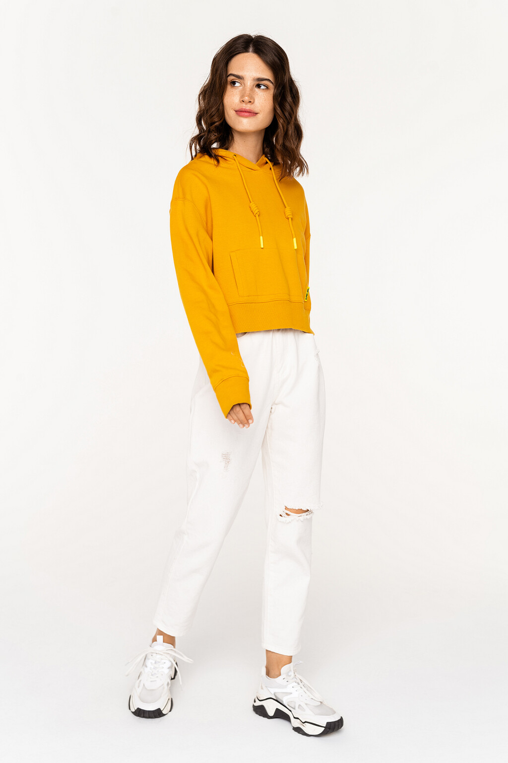 худи укороченная хлопковая - цвет желтый - 5