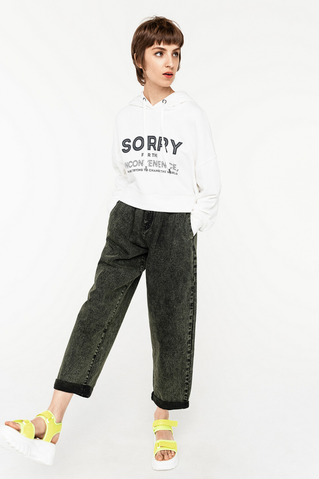 брюки джинсовые женские - цвет зеленый - 1