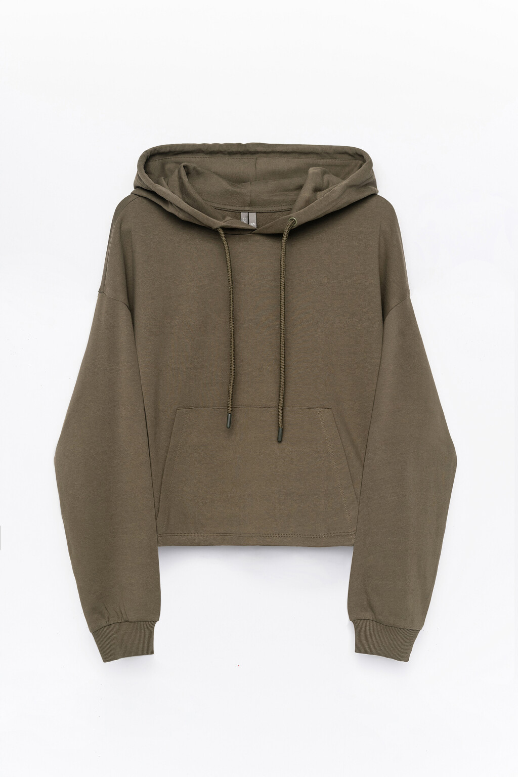 худи укороченная хлопковая с начесом - цвет зеленый - 1