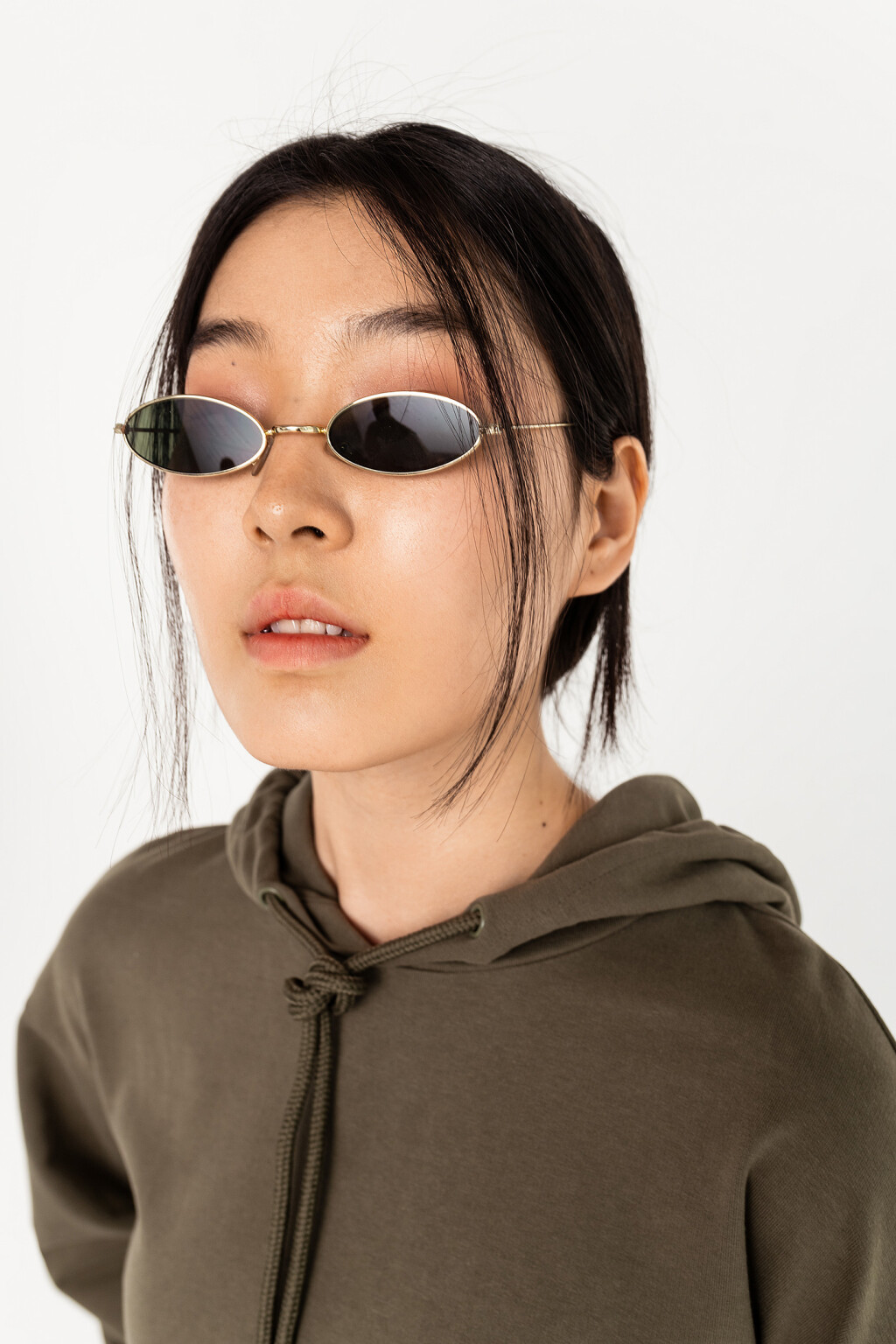 худи укороченная хлопковая с начесом - цвет зеленый - 4