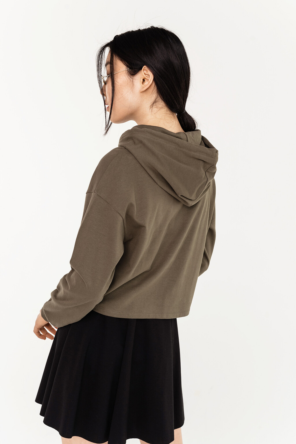 худи укороченная хлопковая с начесом - цвет зеленый - 5