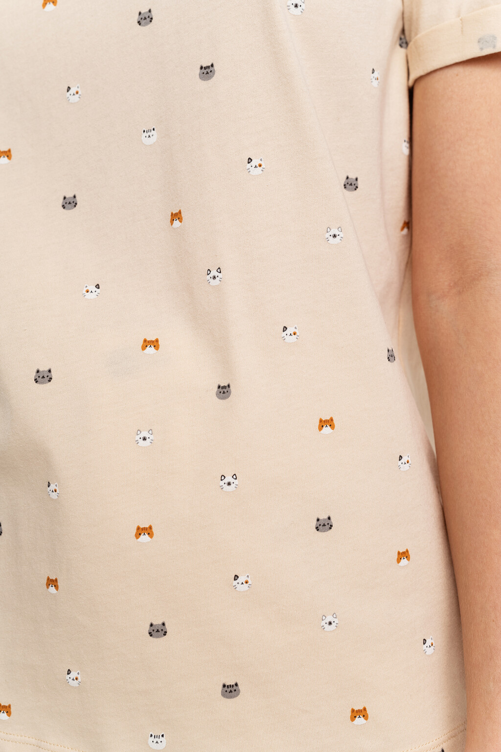 Футболка хлопковая принтованная свободного кроя - цвет белый - 5