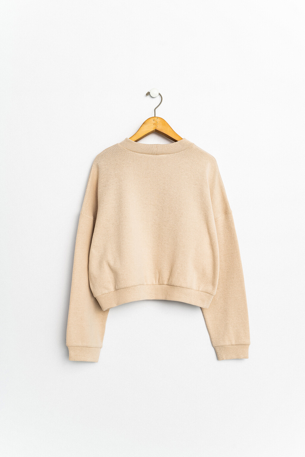 толстовка oversize укороченная с надписью - цвет бежевый - 2