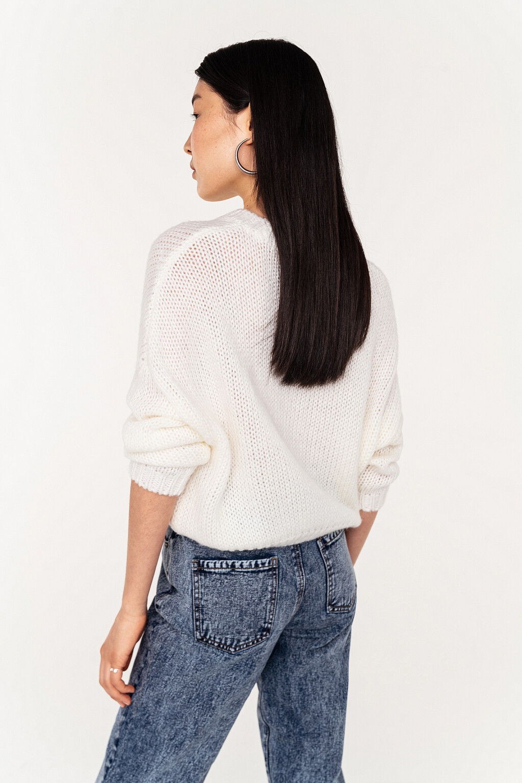 джемпер вязаный с рукавами с широкой проймой - цвет белый - 3