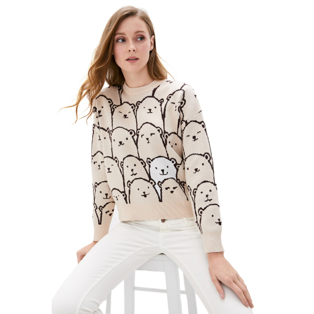 джемпер свободного кроя с надписями - цвет бежевый - 1