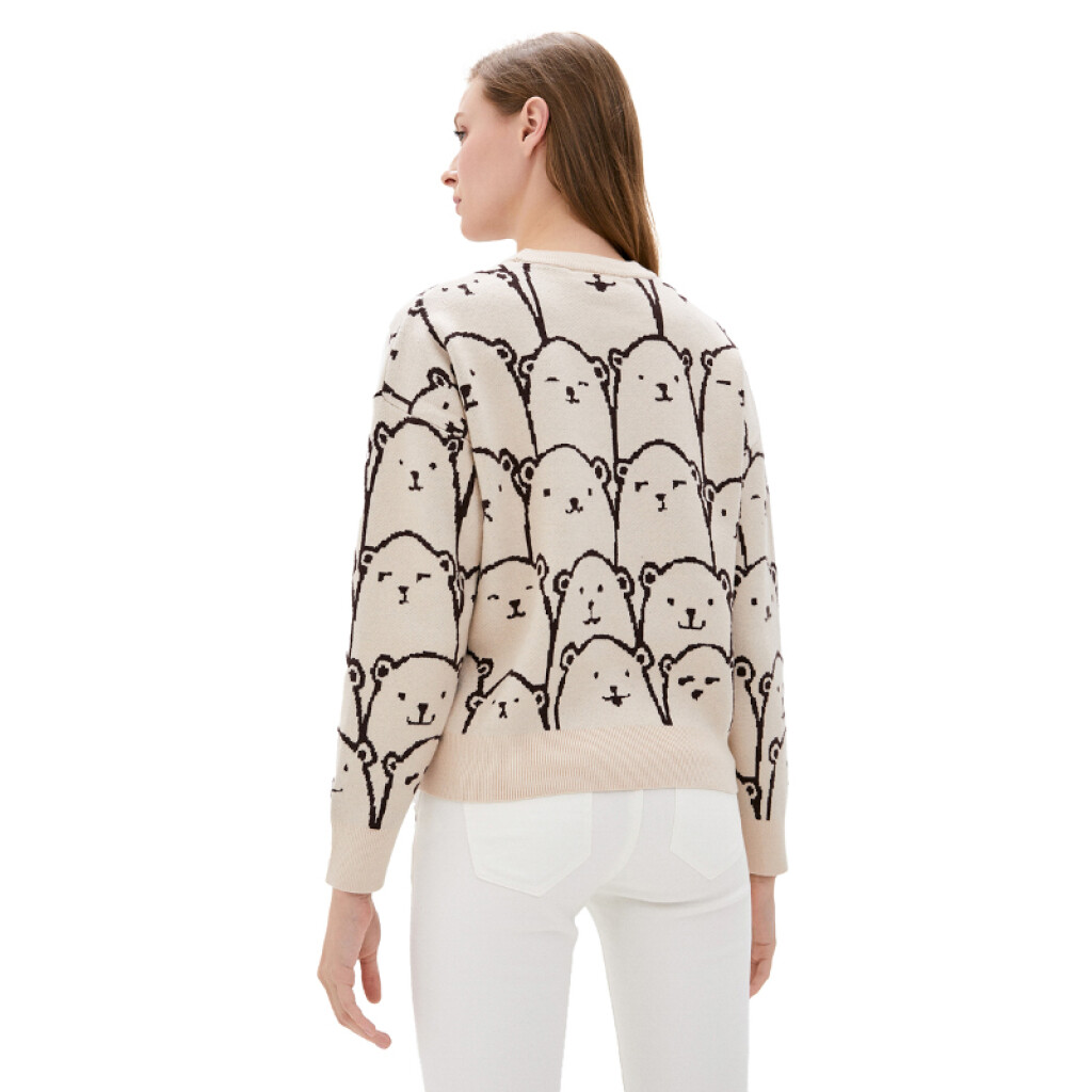 джемпер свободного кроя с надписями - цвет бежевый - 2