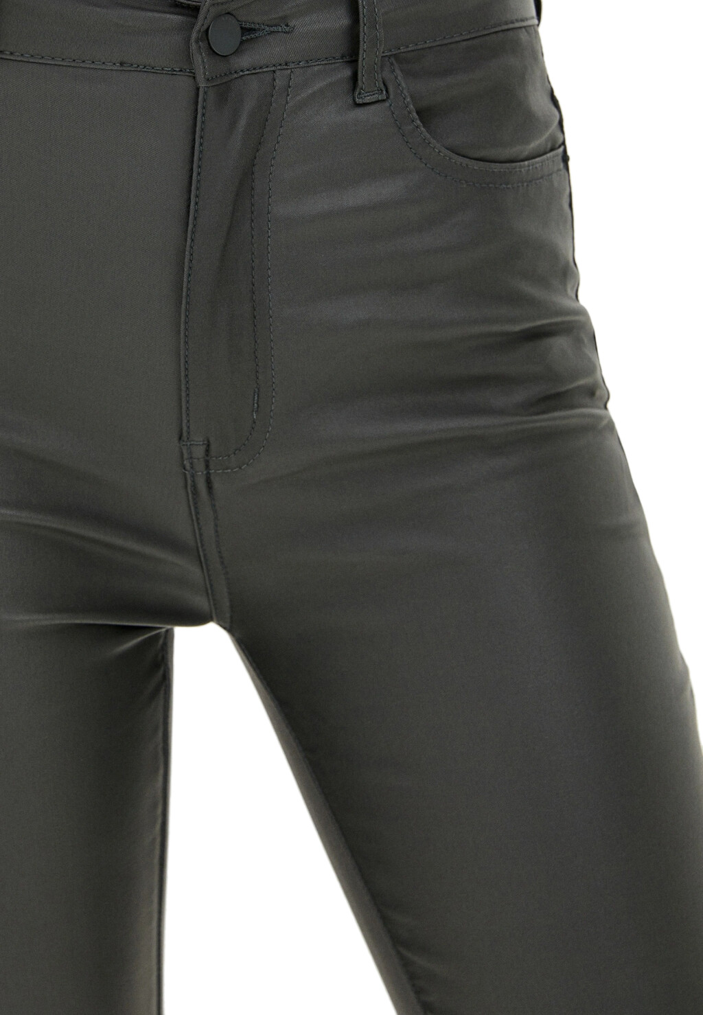 брюки skinny из ткани с эффектом искусственной кожи - цвет зеленый - 2