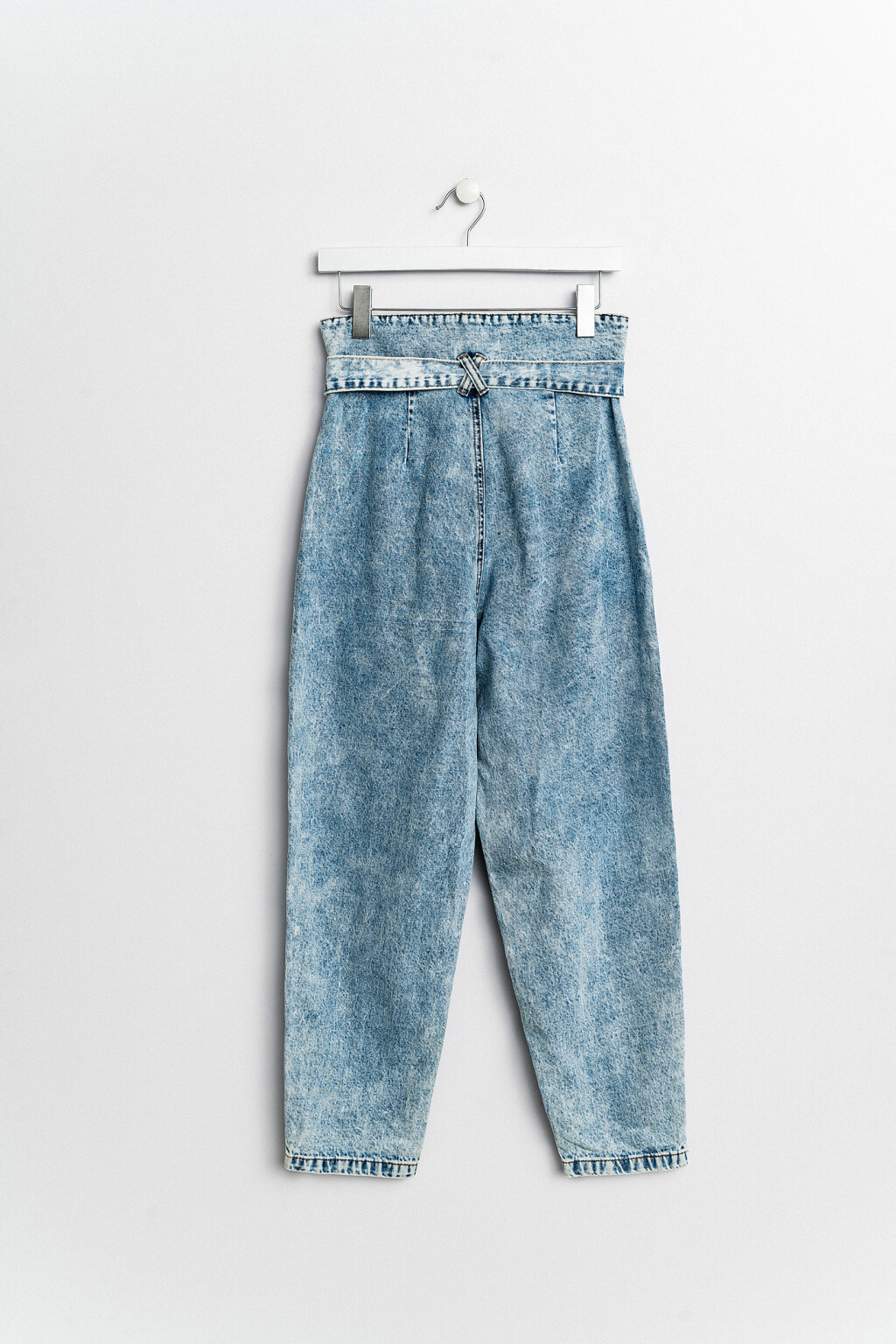 джинсы-бананы paperbag с поясом - цвет голубой - 2