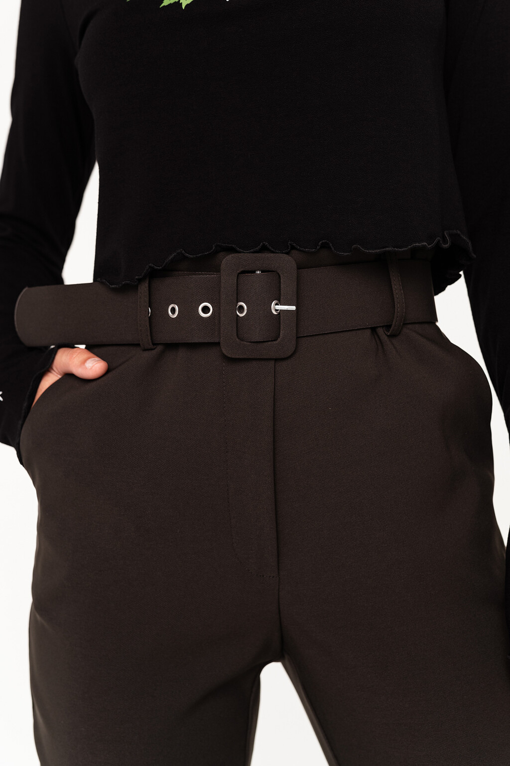 брюки узкие в деловом стиле с широким ремнем - цвет коричневый - 5