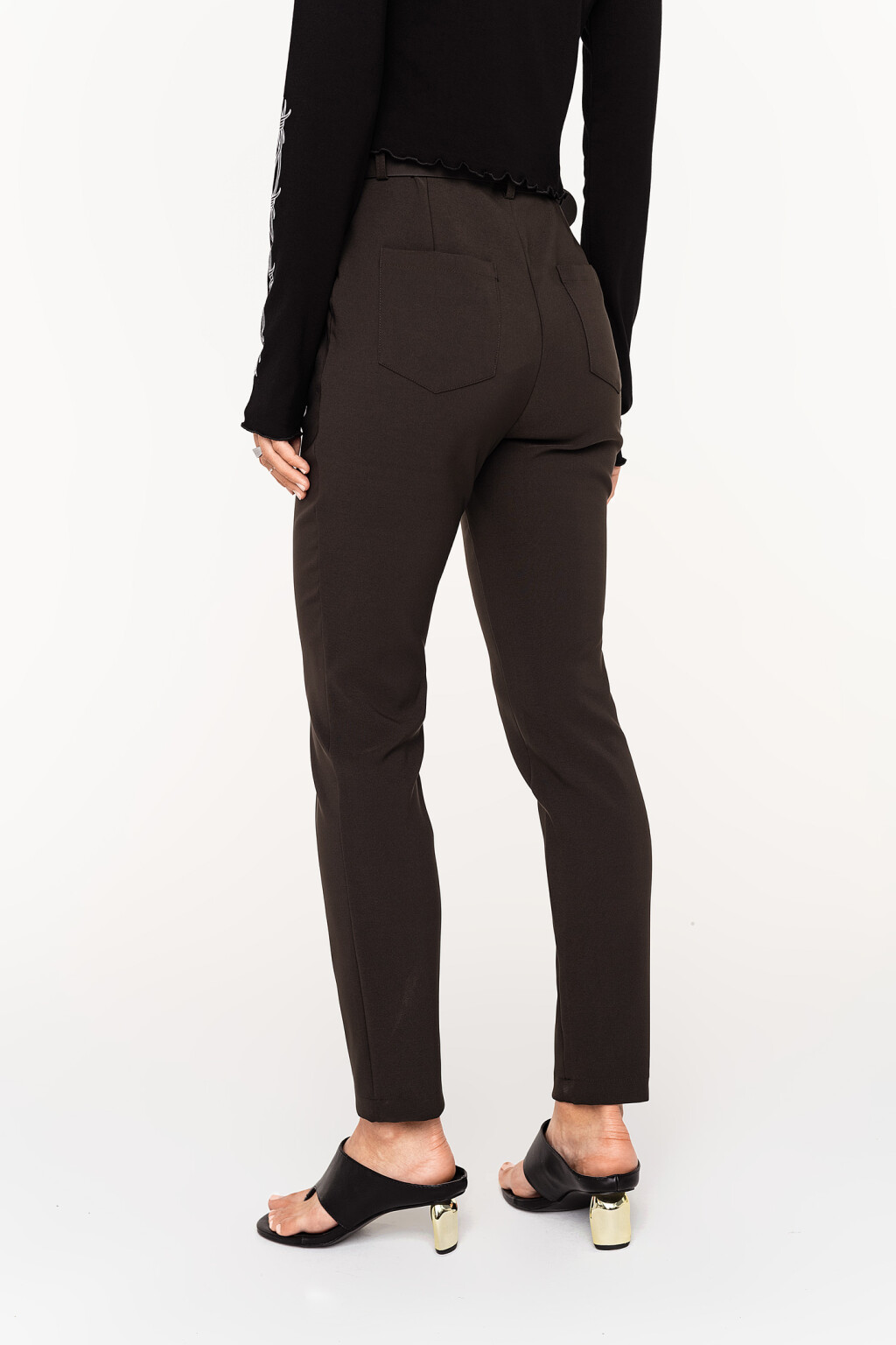 брюки узкие в деловом стиле с широким ремнем - цвет коричневый - 7