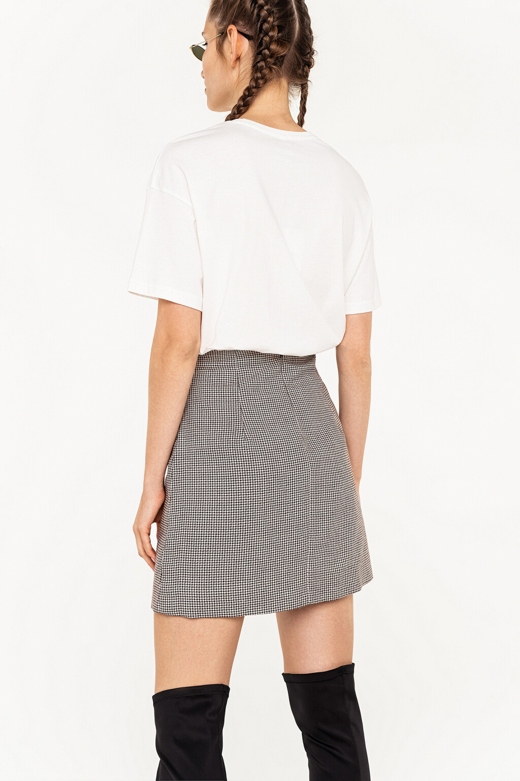 юбка-трапеция короткая с принтом - цвет коричневый - 3