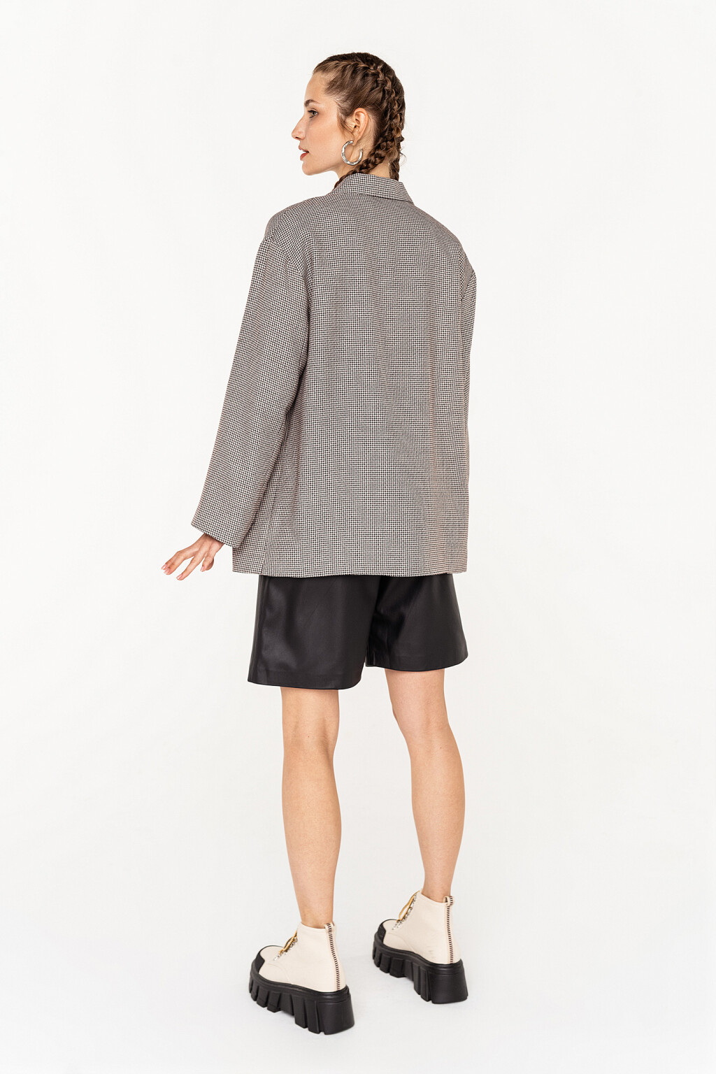 Пиджак удлиненный двубортный oversize - цвет коричневый - 6