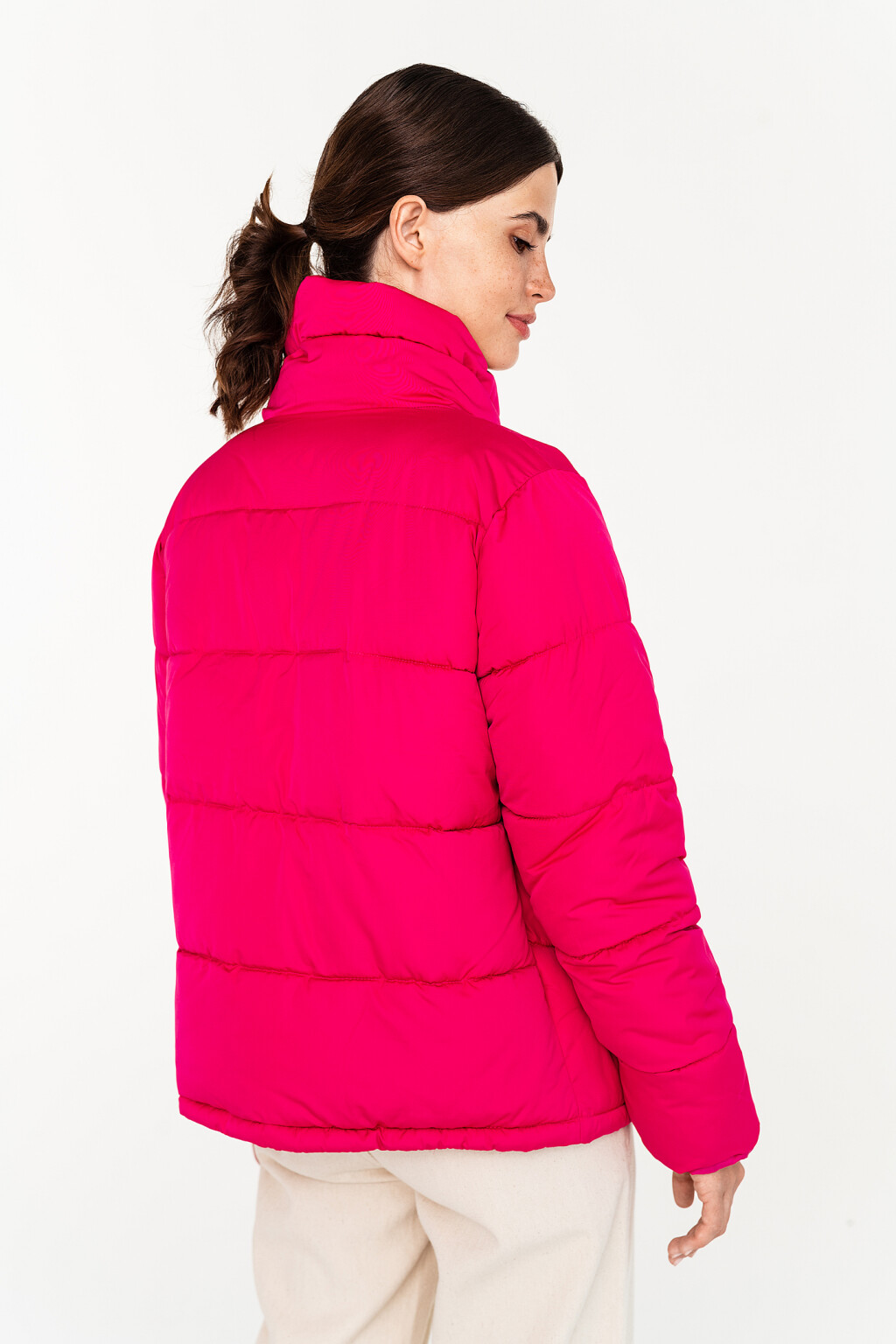 куртка утепленная стеганая на молнии с воротником-стойкой - цвет розовый - 3