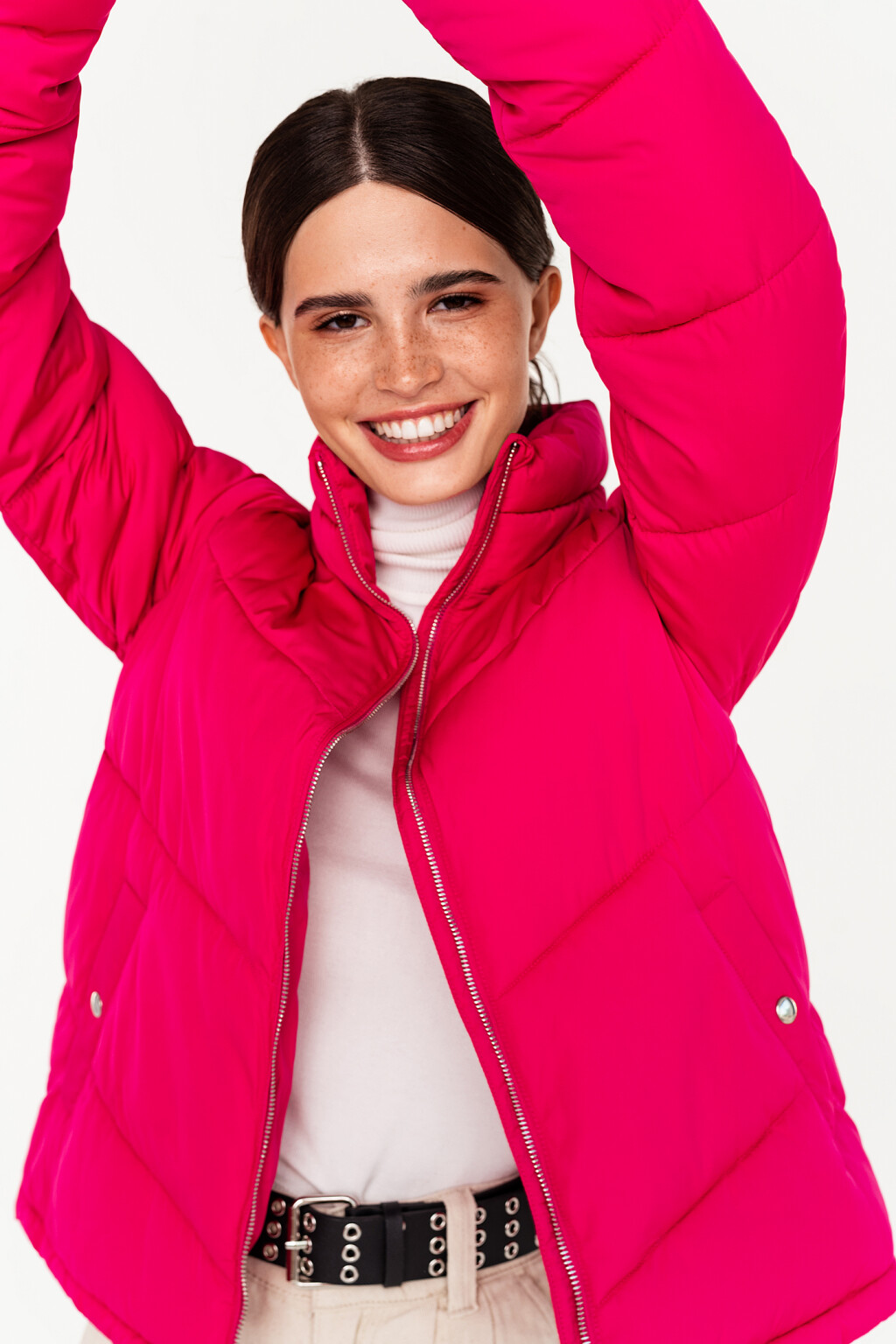 куртка утепленная стеганая на молнии с воротником-стойкой - цвет розовый - 4