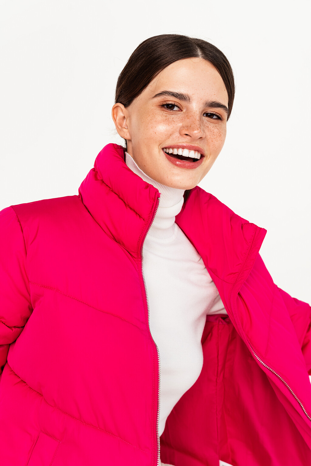 куртка утепленная стеганая на молнии с воротником-стойкой - цвет розовый - 5