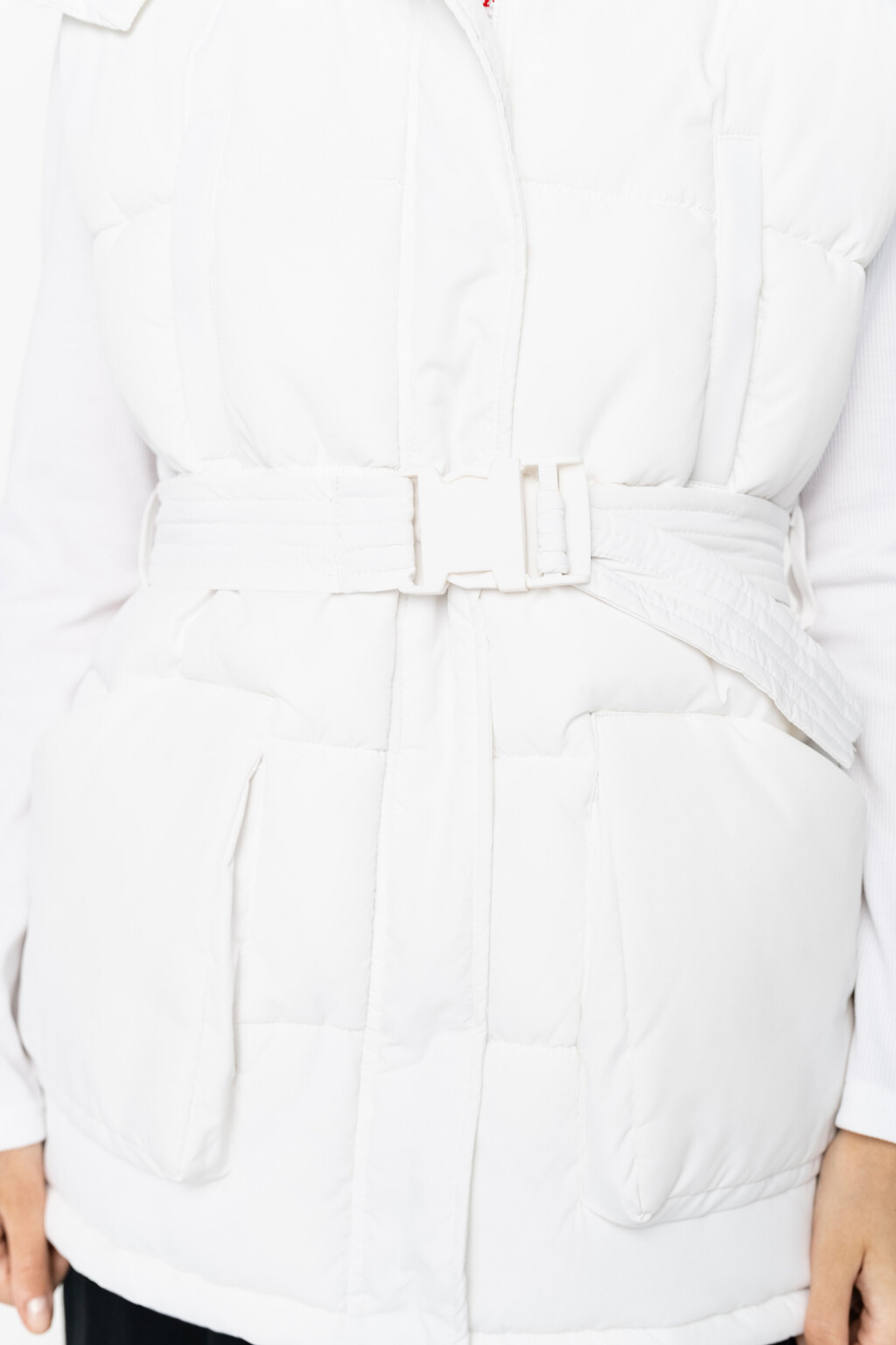 жилет утепленный с капюшоном и поясом на карабине - цвет бежевый - 4