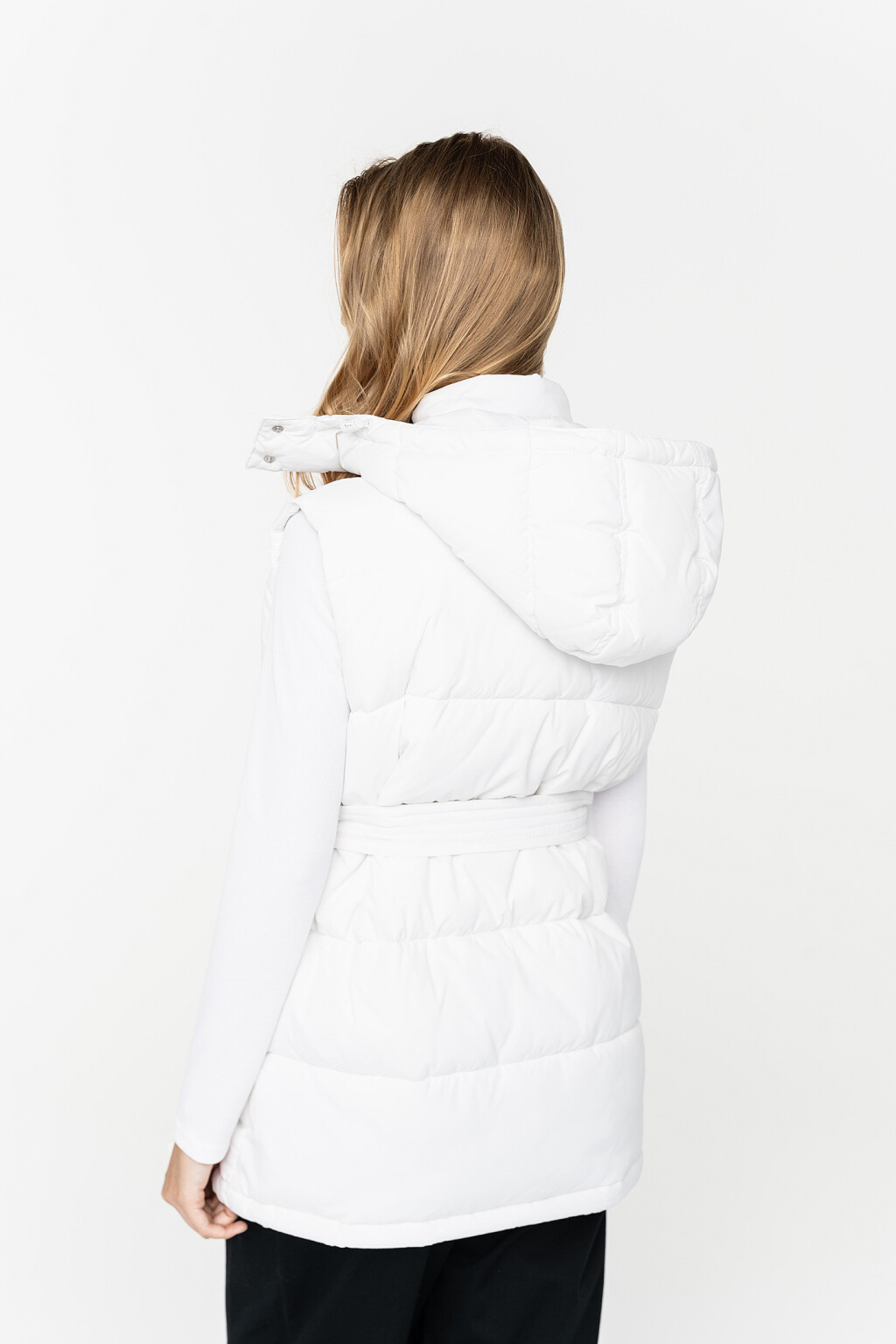 жилет утепленный с капюшоном и поясом на карабине - цвет бежевый - 5