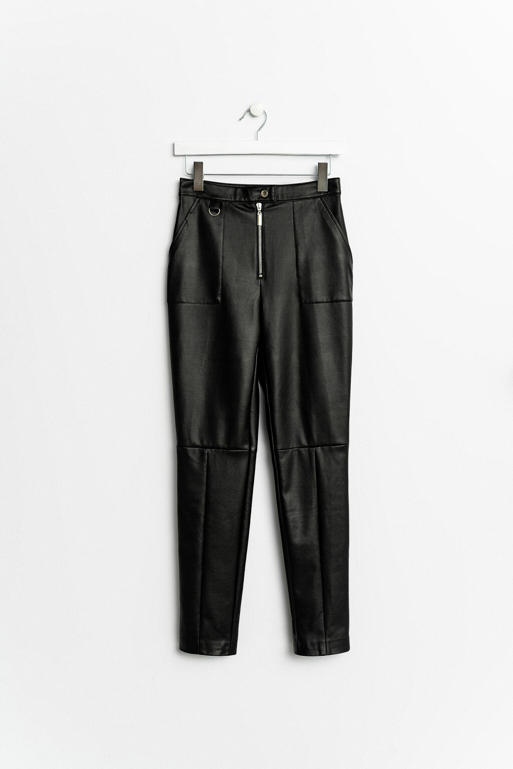 брюки slim из искусственной кожи - цвет черный - 1