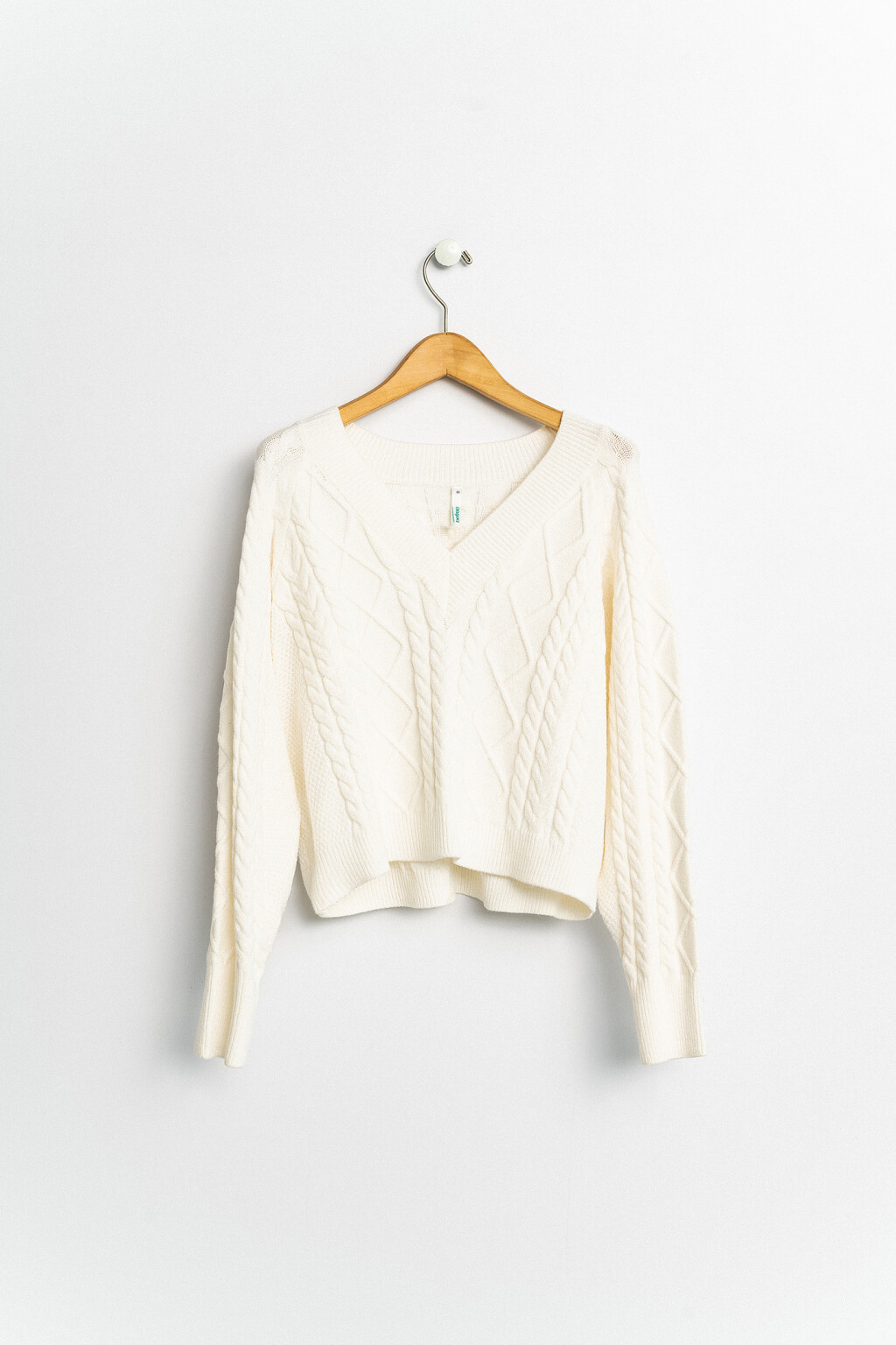джемпер вязаный с фактурным узором - цвет белый - 1