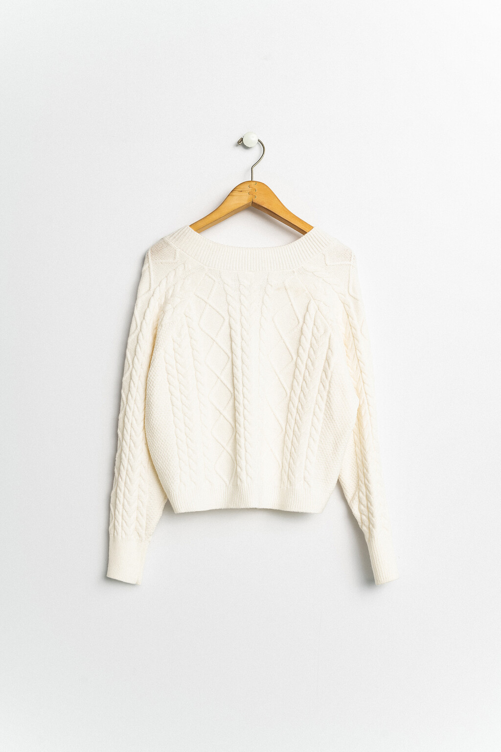джемпер вязаный с фактурным узором - цвет белый - 2