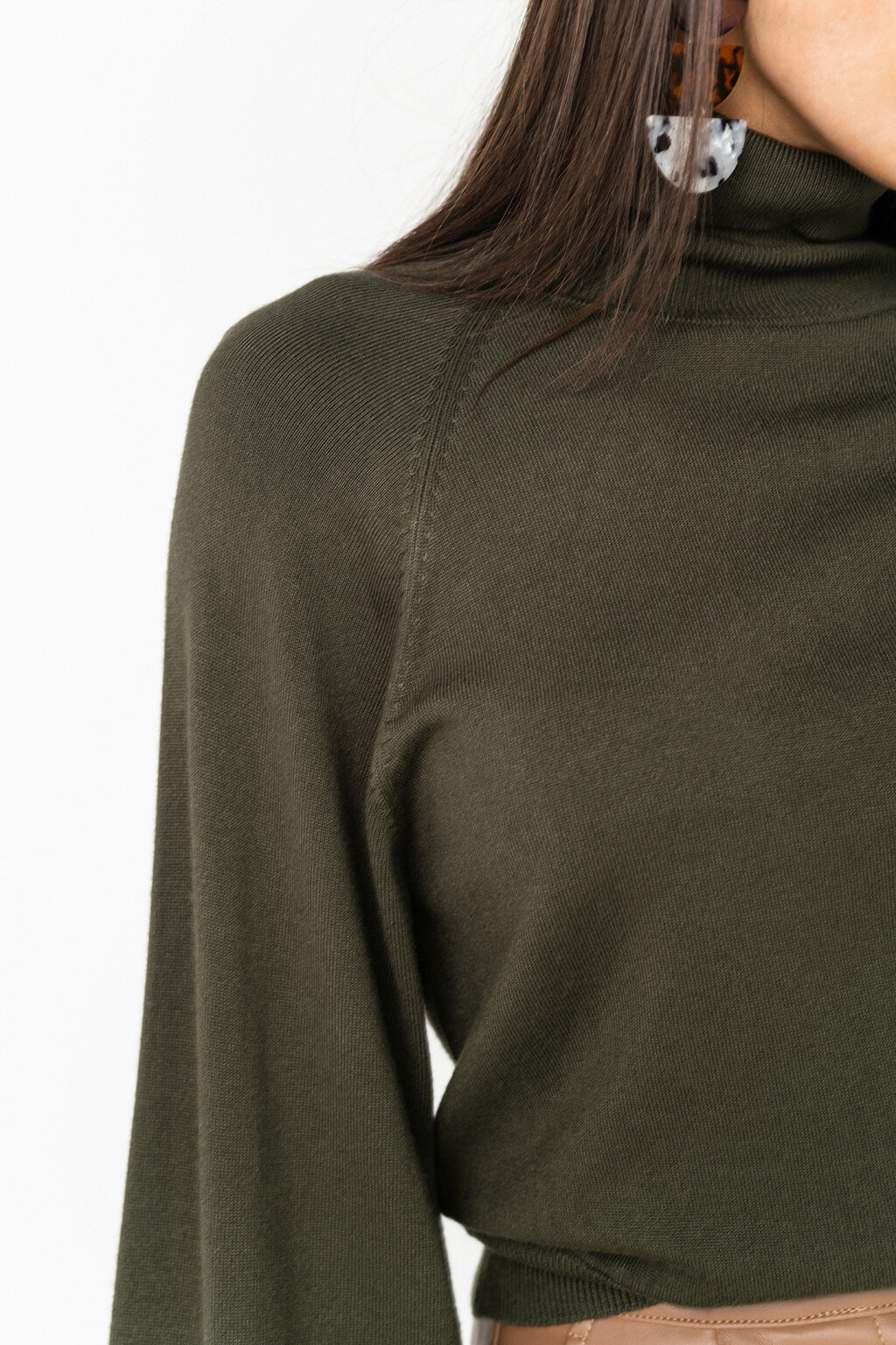 водолазка oversize с рукавами-фонариками - цвет зеленый - 2